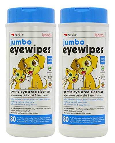 Petkin Jumbo Pet Eye Feuchttücher für Hunde, Katzen, Welpen und Kätzchen, 80 Stück von Petkin