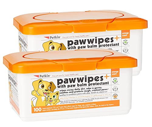 Petkin Paw Wipes Plus, 200 Orangenduft-Tücher, Katzen, Welpen und Kätzchen von Petkin