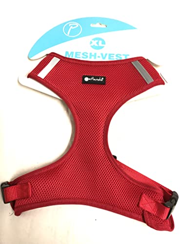 Petlando Brustgeschirr Mesh Vest Rot XL (Halsumfang 44-50 cm, Brustumfang 57-81 cm) von Petlando