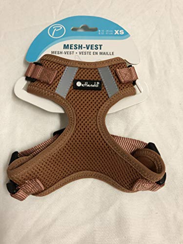 Mesh-Vest Hundegeschirr XS (Hals 18-26cm Brust 32-41cm) Cognac von Petlando