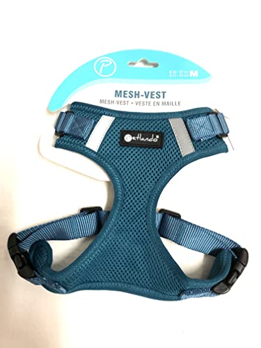 Petlando Brustgeschirr Mesh Vest Petrol M ( Halsumfang 32-37 cm, Brustumfang 41-53 cm) von Petlando