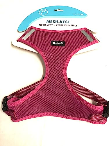 Petlando Hunde-Brustgeschirr Mesh Vest XL Fuchsia Halsumfang 44-50 cm, Brustumfang 57-81 cm von Petlando