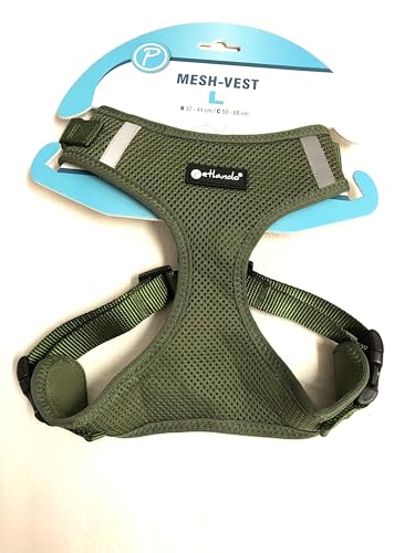 Petlando Hundebrustgeschirr Mesh-Vest Olive L (Halsumfang 37-44 cm, Brustumfang50-68 cm) von Petlando