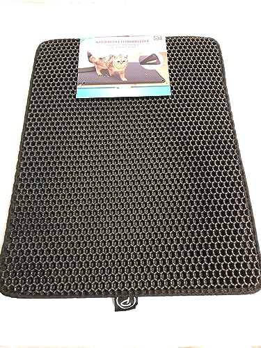 Petlando Katzentoilettenvorleger mit Streufang- Rillen schwarz 60 x 45 x 1,5 cm doppellagig von Petlando