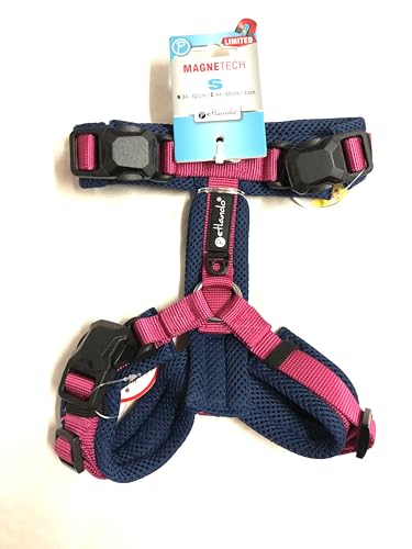Petlando MAGNETECH Hundebrustgeschirr Y-Comfort Fuchsia/Navy S (Halsumfang 34-62 cm, Brustumfang 44-60 cm, 3 cm breit) von Petlando
