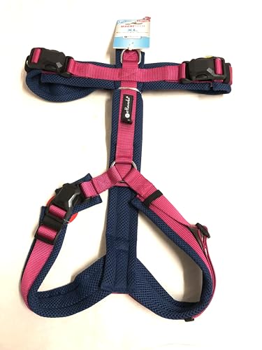 Petlando MAGNETECH Hundebrustgeschirr Y-Comfort Fuchsia/Navy XL (Halsumfang 60-108 cm, Brustumfang 68-100 4 cm breit) von Petlando