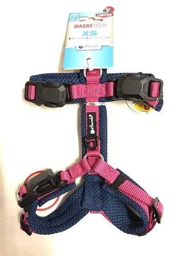 Petlando MAGNETECH Hundebrustgeschirr Y-Comfort Fuchsia/Navy XS (Halsumfang 28-52 cm, Brustumfang 32-50 cm, 2 cm breit) von Petlando