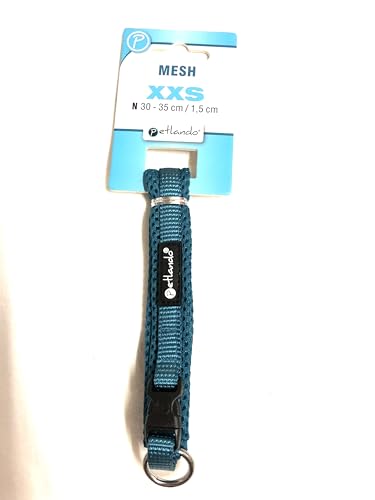 Petlando Mesh-Hundehalsband Petrol XXS Halsumfang 30-35 cm/ 1,5 cm breit von Petlando