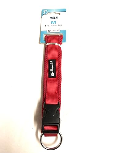 Petlando Mesh-Hundehalsband Rot M (Halsumfang 45-50 cm, 4 cm breit) von Petlando