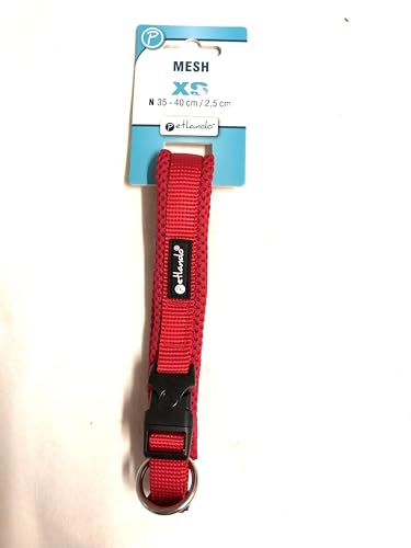 Petlando Mesh-Hundehalsband Rot XS Halsumfang 35-40 cm / 2,5 cm breit von Petlando
