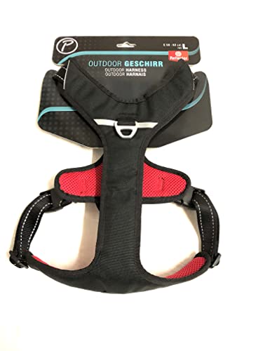 Petlando Outdoor Hundebrustgeschirr Schwarz/rot mit reflektierenden Streifen L (Brustumfang 68-82 cm) von Petlando