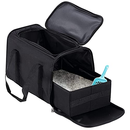 Tragbare Katzentoilette, schwarz, 2-in-1 Reise-Katzentoilette, Katzentoilette für Reisen, Faltbare Katzentoilette, geringes Gewicht Tragbare Katzentoilette, schwarz, 2-in-1 Reise-Katzentoilette, Katzentoilette für Reisen, Faltbare Katzentoilette, geringes Gewicht von Petleader