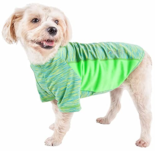Pet Life Active Warf Speed Heathered Ultra Stretch Sporty Performance Hunde-T-Shirt, Größe M, Grün von Pet Life