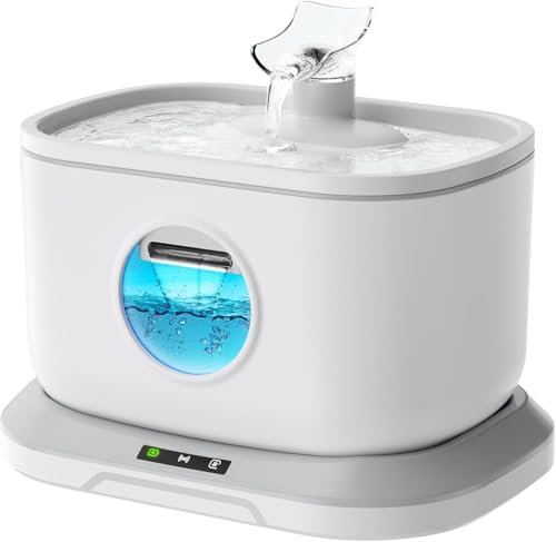 Katze Wasser Brunnen Cordless 2.5L/84Oz, batteriebetriebene Wasser Brunnen für Katzen Indoor-Trinken mit 3 Modi & 180° Motion Sensor, 23dB leise automatische Wasserspender für Hund, Haustier, weiß von Petlipo