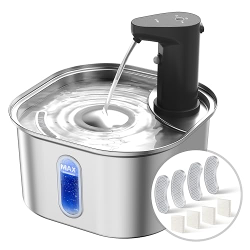 Petlipo Kabelloser Katzenwasserbrunnen Edelstahl + 4 Filter Ersatz, 1,927.8 g 2L 5000mah Batteriebetriebener Katzenwasserbrunnen Schnurlos, Automatischer Wasserspender mit Bewegungsmelder für Katzen Petlipo Kabelloser Katzenwasserbrunnen Edelstahl + 4 Filter Ersatz, 1,927.8 g 2L 5000mah Batteriebetriebener Katzenwasserbrunnen Schnurlos, Automatischer Wasserspender mit Bewegungsmelder für Katzen von Petlipo