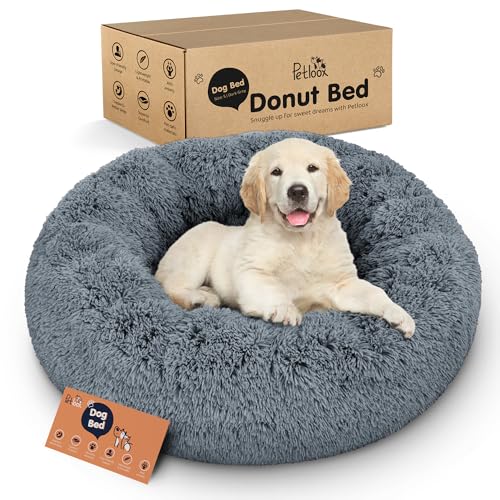 Petloox Donut-Hundebett – Premium-Komfort zur Linderung von Angstzuständen, flauschiges und beruhigendes Design mit ultraweicher Unterstützung, gemütliches, rundes Hundebett im superweichen Kreis-Stil Petloox Donut-Hundebett – Premium-Komfort zur Linderung von Angstzuständen, flauschiges und beruhigendes Design mit ultraweicher Unterstützung, gemütliches, rundes Hundebett im superweichen Kreis-Stil von Petloox
