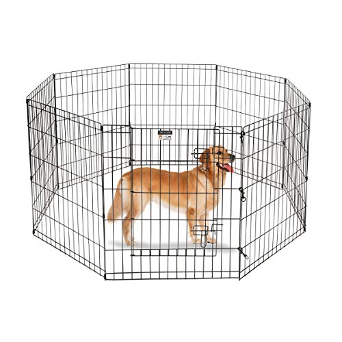 Hunde-Laufstall – Faltbarer Laufstall aus Metall mit 8 Paneelen von 61 x 76,2 cm – für drinnen und draußen mit Tür für Hunde, Katzen oder Kleintiere PETMAKER von Petmaker