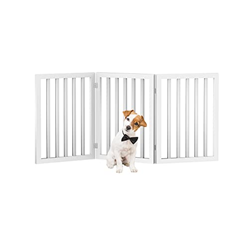 PETMAKER Haustiergitter – 3 Paneele, Faltbarer Hundezaun für Treppen, Flure oder Türen, 140 x 61 cm, einziehbar, freistehend, Weiß von Petmaker