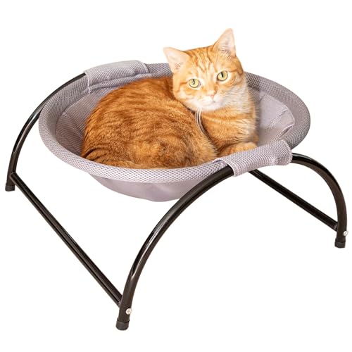 PETMAKER Katzenbett – Katzenhängematte mit schützenden Füßen, atmungsaktivem Stoff und abnehmbarem, maschinenwaschbarem Bezug – Katzenbetten für Haustiere bis zu 15 kg (Grau) von Petmaker