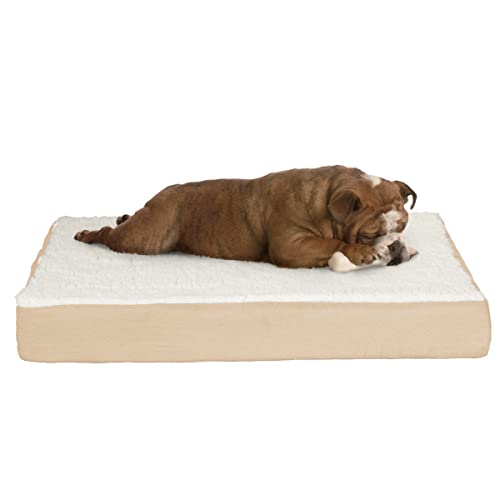 PETMAKER Orthopädisches Hundebett - 2-lagiges Hundebett aus Memory-Schaum mit maschinenwaschbarem Sherpa-Bezug - 30 x 20,5 cm Hundebett für mittelgroße Hunde bis 20,4 kg (Hellbraun) von Petmaker