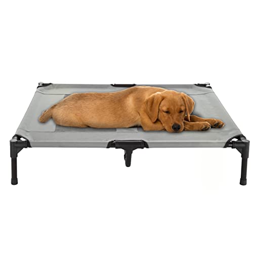 PETMAKER erhöhtes Hundebett, 91 x 75 cm, tragbares Haustierbett mit rutschfesten Füßen, für drinnen und draußen, für Haustiere bis zu 36 kg, Grau von Petmaker