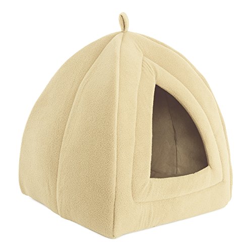 Petmaker Haustierbett, Igloo - weiches Innenzelt mit verdecktem Überzug, für Katzen, Kätzchen und kleine Haustiere, mit herausnehmbarem Kissen, Hellbraun von Petmaker