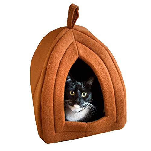 Petmaker Katzenhäuser für Katzen im Innenbereich, mit abnehmbarem Schaumstoff-Katzenbett für Kätzchen oder kleine Hunde, 30,5 cm, Braun von Petmaker