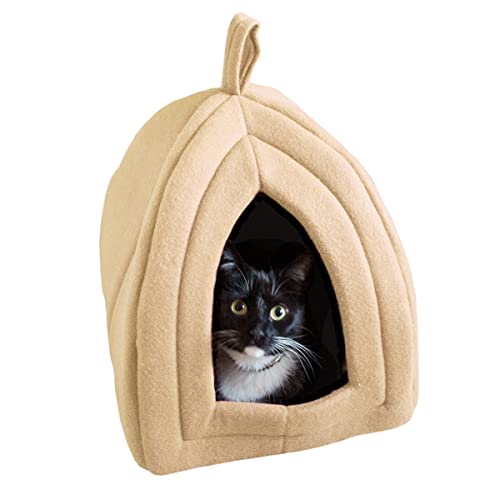Petmaker Katzenhaus - Innenbett mit abnehmbarem Schaumstoffkissen - Haustierzelt für Welpen, Kaninchen, Meerschweinchen, Igel und andere Kleintiere (Tan) von Petmaker