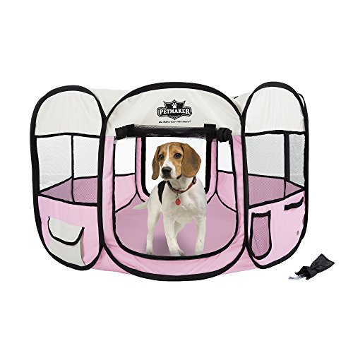 Petmaker Laufgehege für Haustiere, mit Tragetasche, 96,5 cm Durchmesser, 61 cm, Pink von Petmaker