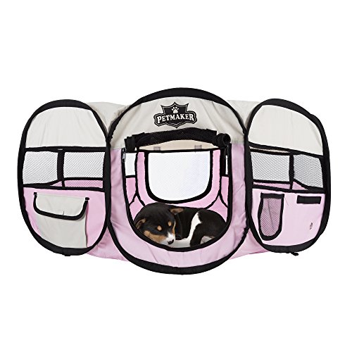 Petmaker Laufgitter für Welpen, tragbar, für Hunde und Katzen, 80 x 80 x 55,9 cm von Petmaker