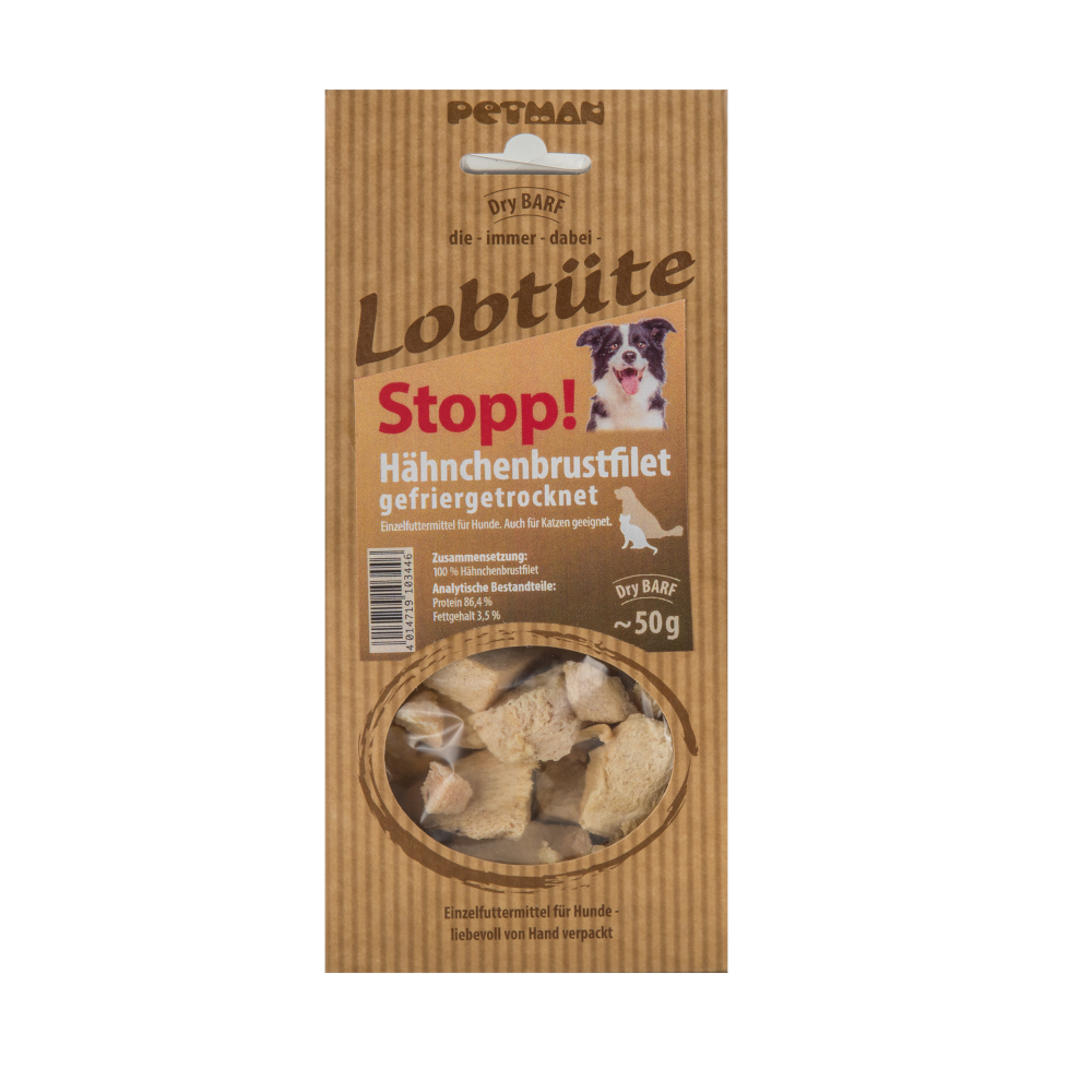 Petman Lobtüte Stopp! Hähnchenbrustfilet - Sparpaket: 10 x 50 g Petman Lobtüte Stopp! Hähnchenbrustfilet - Sparpaket: 10 x 50 g von Petman
