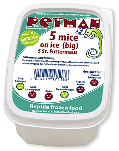 petman Mice on Ice, 5 x 5 STK.-Dose, Tiefkühl-Reptilienfutter ohne chemische Zusätze und Konservierungsstoffe von petman