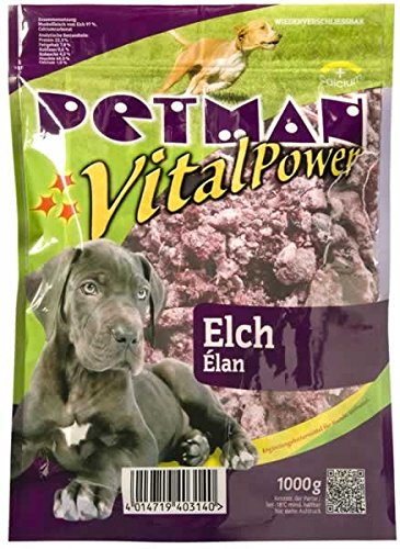 petman Vital Power Elch, 6 x 1000g-Beutel, Tiefkühlfutter, gesunde, natürliche Ernährung für Hunde, Hundefutter, Barf, B.A.R.F. von petman