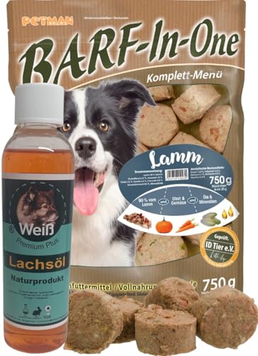 petman Barf-in-One Lamm, 3 x 750g-Beutel, + Weiß-Premium Lachsöl 100ml Tiefkühlfutter, gesunde, natürliche Ernährung für Hunde, Hundefutter, Barf, B.A.R.F. petman Barf-in-One Lamm, 3 x 750g-Beutel, + Weiß-Premium Lachsöl 100ml Tiefkühlfutter, gesunde, natürliche Ernährung für Hunde, Hundefutter, Barf, B.A.R.F. von Petman
