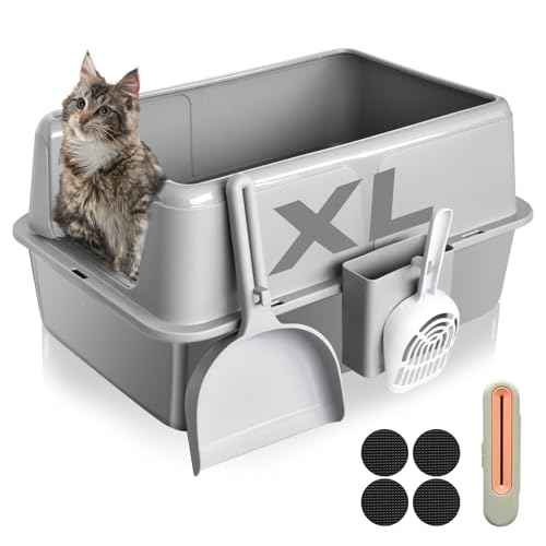 Katzentoilette aus Edelstahl mit Deckel, XL groß, extra groß, hochseitig, Metall-Klo für große Katzen, Anti-Urin-Leckage, nimmt nie Gerüche auf, leicht zu reinigen, inklusive Schaufel für bequeme Katzentoilette aus Edelstahl mit Deckel, XL groß, extra groß, hochseitig, Metall-Klo für große Katzen, Anti-Urin-Leckage, nimmt nie Gerüche auf, leicht zu reinigen, inklusive Schaufel für bequeme von Petmarket