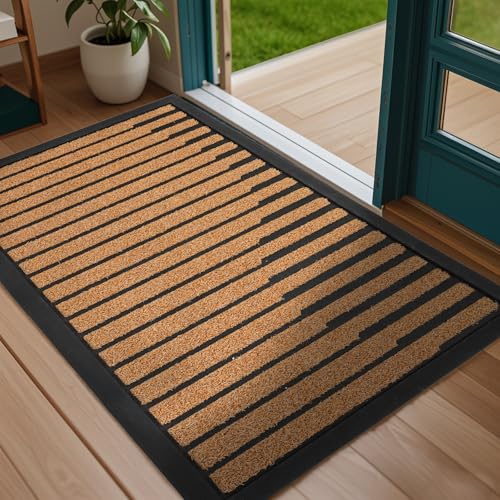 Petmolico Fußmatte für den Innenbereich, waschbar, rutschfest, kleine Fußmatte für den Außenbereich, Eingangstürmatte (43,2 x 76,2 cm, Beige) von Petmolico