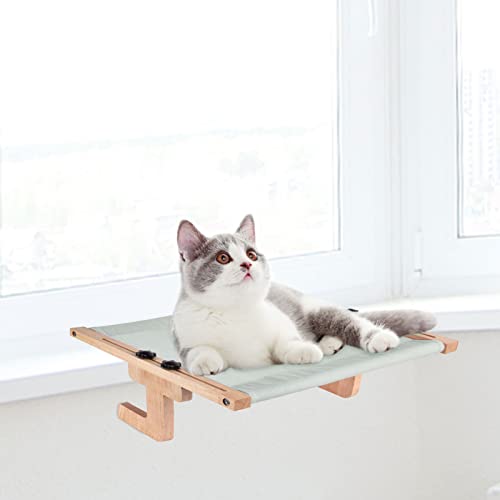 Petmolico Katzenfensterstange, Holz-Katzenkante für Fensterbank, Katzenfenster, Hängematte für Indoor-Katzen bis zu 18 kg, Grau von Petmolico