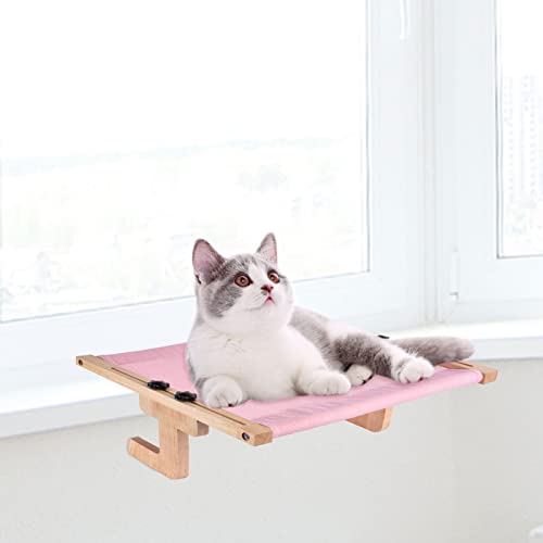 Petmolico Katzenfensterstange, Holz-Katzenkeile für Fensterbank, Katzenfenster, Hängematte für Indoor-Katzen bis zu 18 kg, Rosa von Petmolico