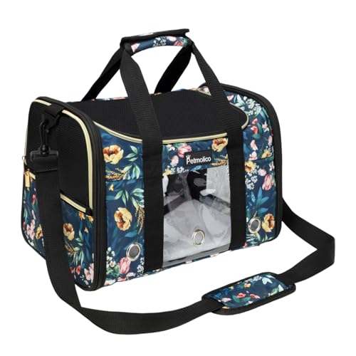 Petmolico Katzentragetasche, Hundetragetasche, von Fluggesellschaften zugelassen, weiche Haustier-Reisetasche mit 3 offenen Türen, Netzfenstern für Katzen, Welpen, 7,3 kg, gemischtes Blau Petmolico Katzentragetasche, Hundetragetasche, von Fluggesellschaften zugelassen, weiche Haustier-Reisetasche mit 3 offenen Türen, Netzfenstern für Katzen, Welpen, 7,3 kg, gemischtes Blau von Petmolico