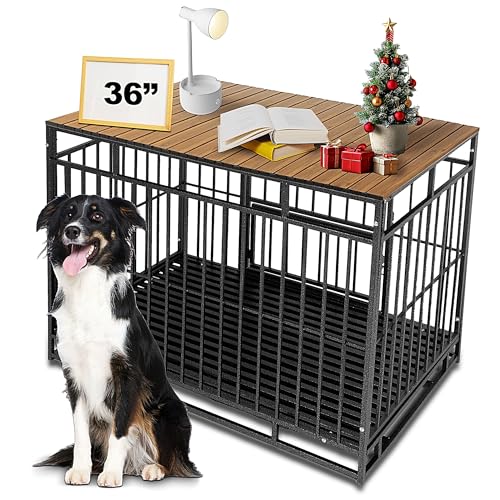 Petmystify Hundekäfig-Aufsatz mit Magneten für 91,4 cm große Kiste, Aluminium, faltbare Hundehütte, dekorative Aufbewahrung, Haustierkiste, Tisch, Walnuss (nur Topper) von Petmystify