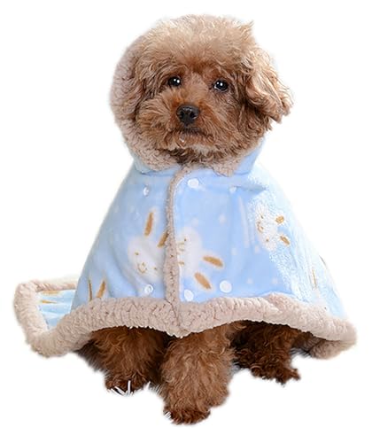 Welpen-Cape Decke, warmer Flanell-Pyjama für Hunde, Haustier-Fleece-Kleidung für den Winter, Hundedecken für kleine Rassen, Blau, Größe L von PetnTeam