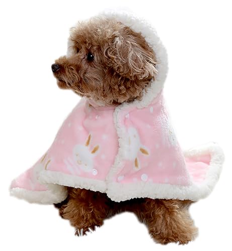 Welpen-Cape Decke, warmer Flanell-Pyjama für Hunde, Haustier-Fleece-Kleidung für den Winter, Hundedecken für kleine Rassen, Rosa, Größe M von PetnTeam