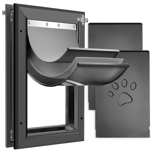 Petoasis Robuste Aluminium-Hundetür mit Schloss, 3 Klappen, isolierte Hundetüren mit Installationsanleitung (evtl. Nicht in Deutscher Sprache), langlebig und rostbeständig, Patent: USD1057087S von Petoasis