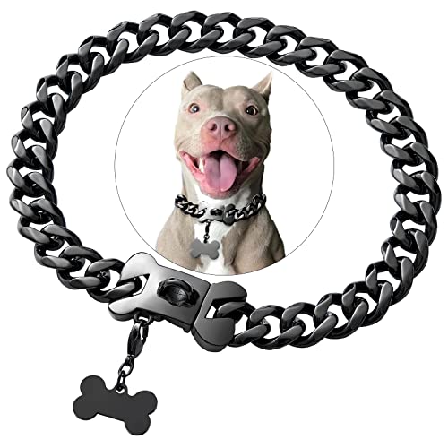 Cuban Black Link Robustes Hundehalsband, 25,4 cm - 66 cm breit, Edelstahl, luxuriös, personalisierbares Halsband für kleine, mittelgroße und große Hunde Cuban Black Link Robustes Hundehalsband, 25,4 cm - 66 cm breit, Edelstahl, luxuriös, personalisierbares Halsband für kleine, mittelgroße und große Hunde von Petoo