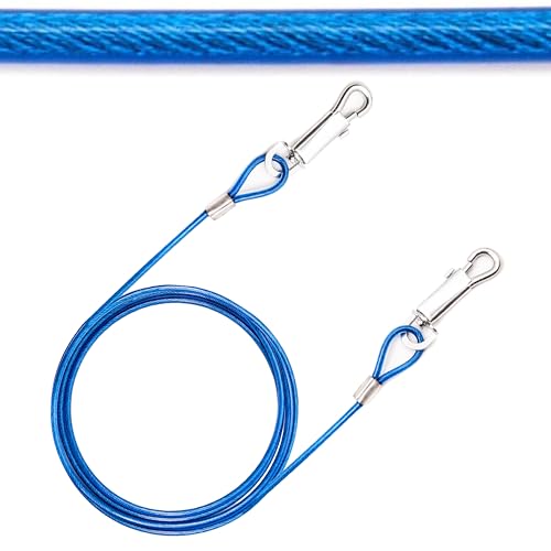 1 x 1,8 m – Auslaufkabel für Hunde – PVC-Abdeckung, strapazierfähig – Hundeketten für den Außenbereich mit Ankerpfahl, Trainingsleine Kabel – ideal für kleine & mittelgroße Hunde (1,8 m (blau), 1 von Petopedia
