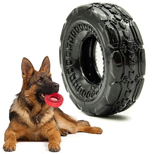 1 x 12,7 cm Gummi-Kauspielzeug Reifen | TPR robustes Hundespielzeug für große Hunde | Reifenrad | interaktives Hundespielzeug gegen Langeweile | schwimmendes Hundespielzeug | Welpenspielzeug zum von Petopedia