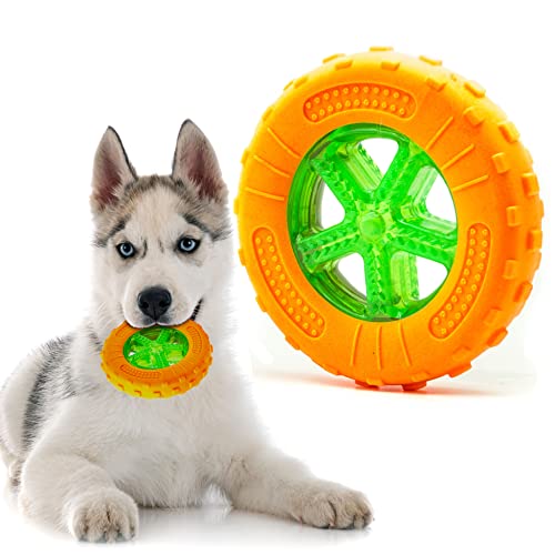 1x12.7 cm großes Kauspielzeug aus Gummi, helles TPR-Hundespielzeug, für kleine Hunde, mittelgroß, Wurfreifen, Welpen-Beißspielzeug für Training (Orange, Reifen) von Petopedia