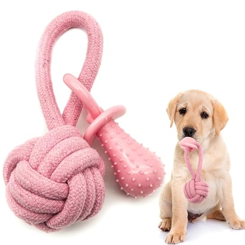 Petopedia 2 in 1 - Geflochtene Knotenbälle für Hunde mit Schnuller - Welpen Kauspielzeug Seil Spielzeug Waschbar Interaktives Spielzeug für Langeweile Training Zahnen (Rosa) Petopedia 2 in 1 - Geflochtene Knotenbälle für Hunde mit Schnuller - Welpen Kauspielzeug Seil Spielzeug Waschbar Interaktives Spielzeug für Langeweile Training Zahnen (Rosa) von Petopedia