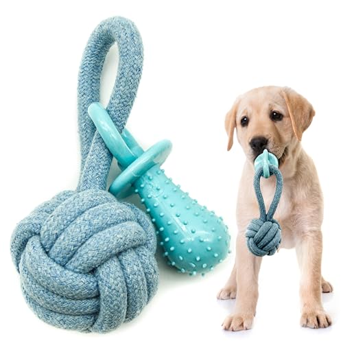 2-in-1 – Geflochtene Knotenbälle für Hunde, Spielzeug mit Schnuller, Welpenspielzeug, Seil, waschbar, Kauspielzeug, Seile, interaktives Hundespielzeug für Langeweile, Kauspielzeug für Welpen, 2-in-1 – Geflochtene Knotenbälle für Hunde, Spielzeug mit Schnuller, Welpenspielzeug, Seil, waschbar, Kauspielzeug, Seile, interaktives Hundespielzeug für Langeweile, Kauspielzeug für Welpen, von Petopedia