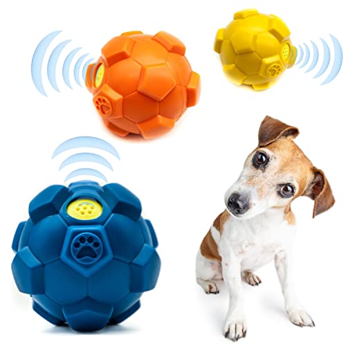 2x10 cm große Hundebälle, aufregender Kicherball für Hunde, rollender Sportfußball, interaktives Hundespielzeug gegen Langeweile, Hundespielzeug, Zahnreinigung, Fußball, 10 cm (2 Stück) von Petopedia